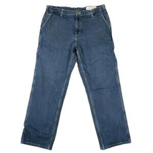 Carhartt Men Size 36x30 Blue Denim Carpenter Jeans Dungaree Fit Workwear